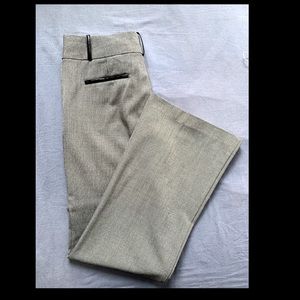 Grey pant with leather pocket detail.